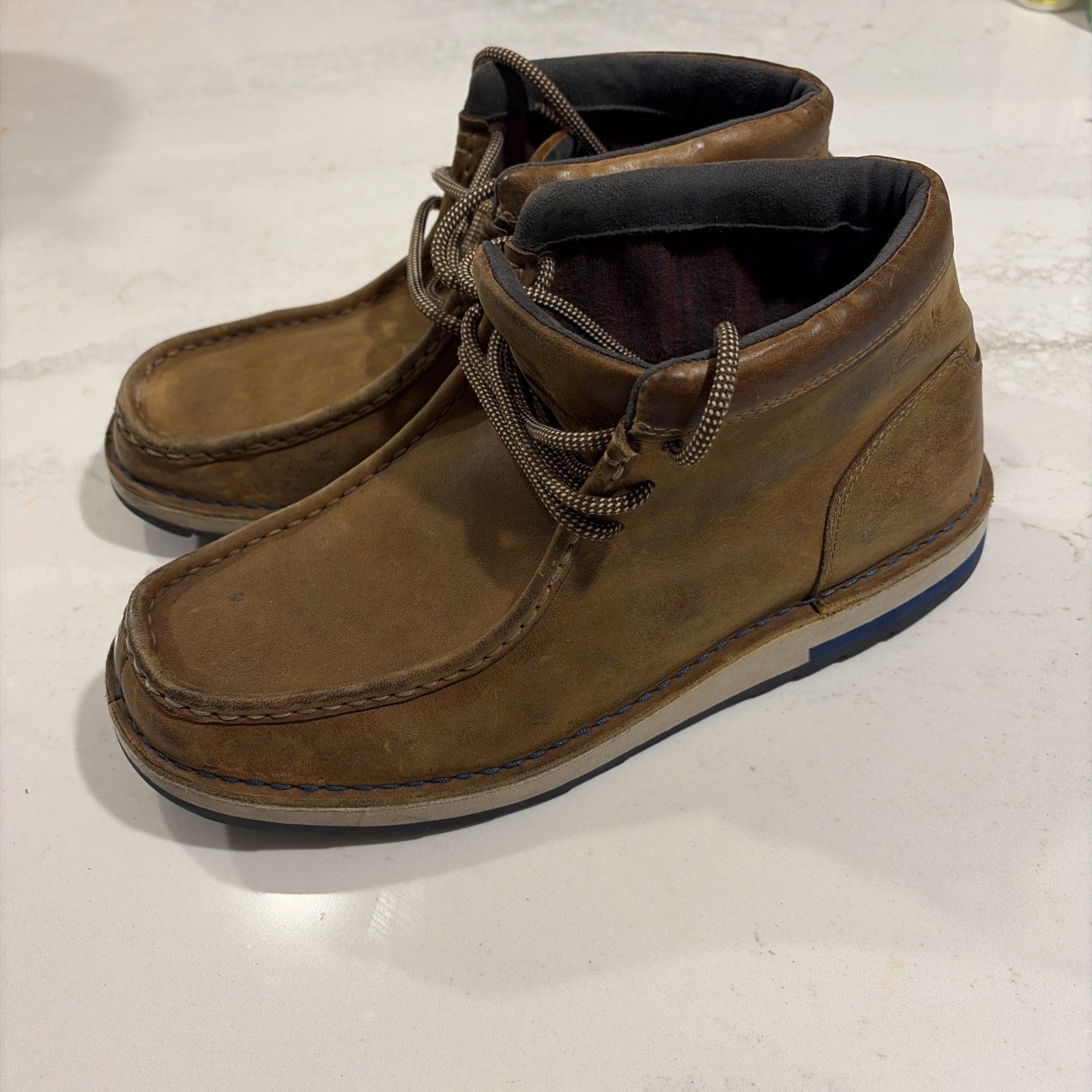Clarks Moc Toe Wallabee Style Chukka Boot Ankle Suede Sole 65995 Sz 8 Men